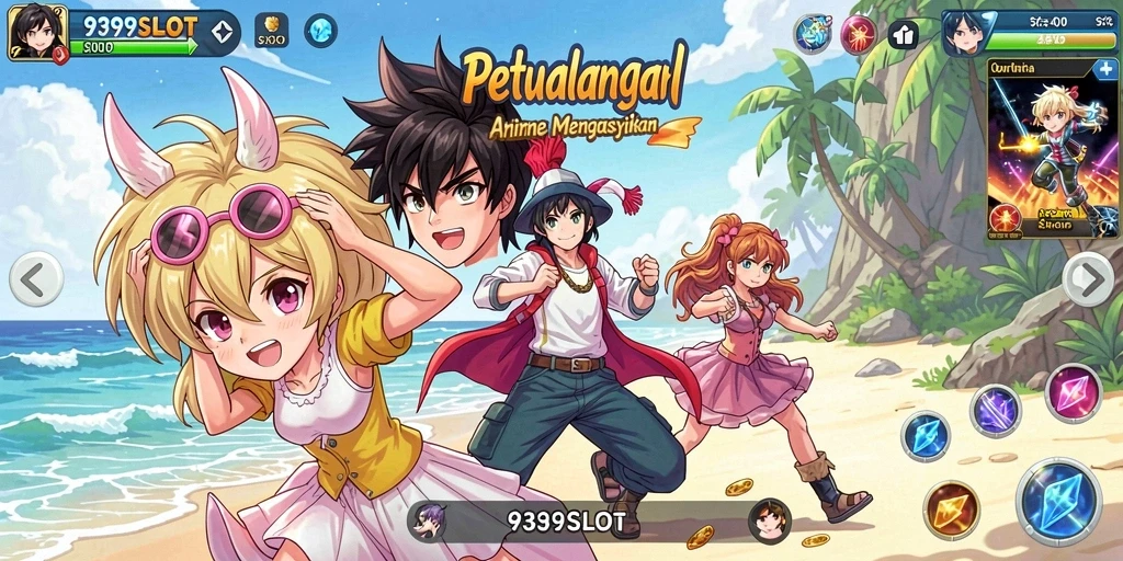 Tampilan gameplay menarik dari 9399SLOT yang penuh karakter Anime.