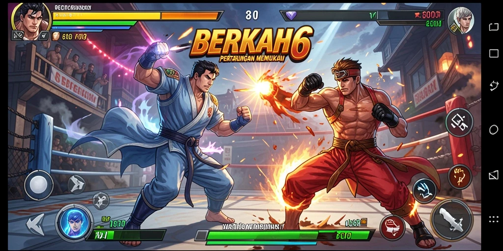 Tampilan gameplay intens dalam pertarungan seru di BERKAH6.