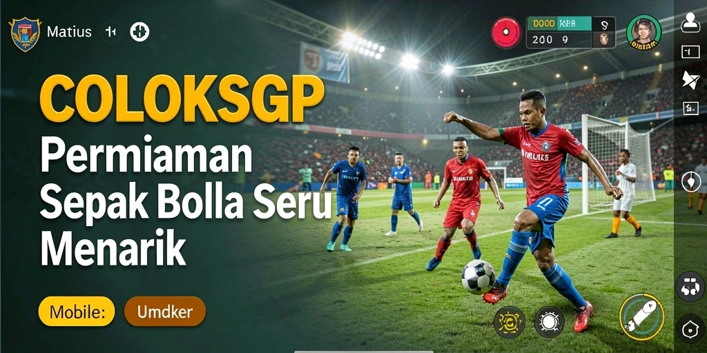 Screenshot gameplay menunjukkan aksi pertandingan sepak bola yang intens.