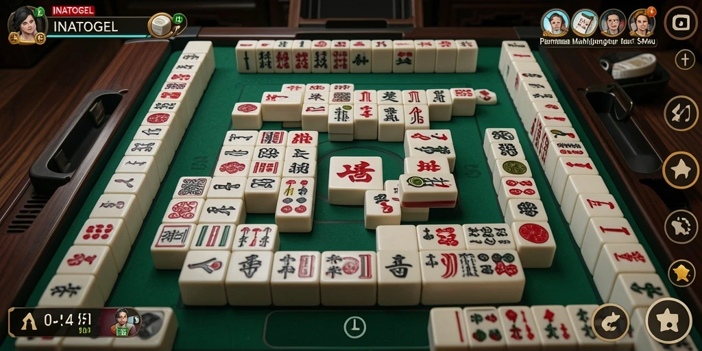 Tampilan gameplay menarik dari INATOGEL dengan suasana Mahjong yang menawan.