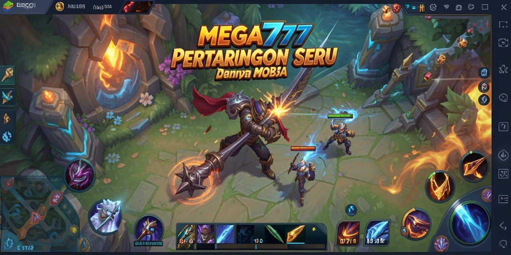 Tampilan gameplay MOBA yang menegangkan di MEGA777.