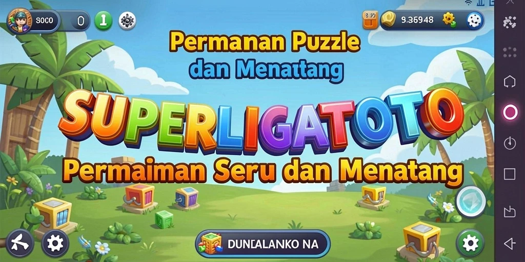 Tampilan gameplay seru dari SUPERLIGATOTO dengan berbagai tantangan Puzzle.