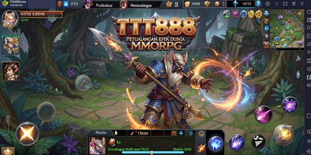 Screenshot gameplay TTT888 menampilkan pertarungan seru di dunia MMORPG.